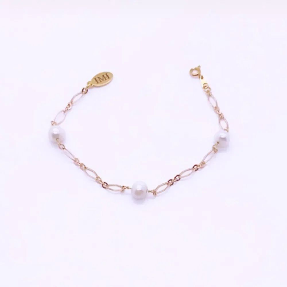 HighMaintenanceHippie Saltwater Pearl Bracelet with Diamond Link Chain (Gold)